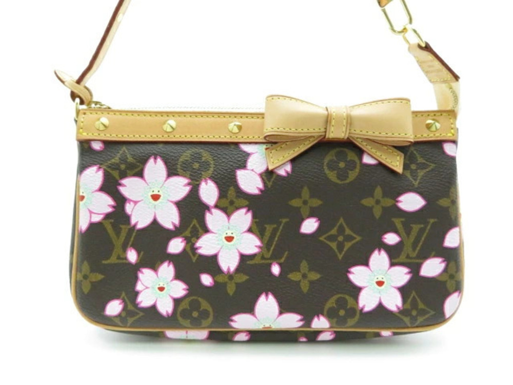 LOUIS VUITTON Bag Accessory Pouch Clutch handle Monogram Cherry Red Blossom